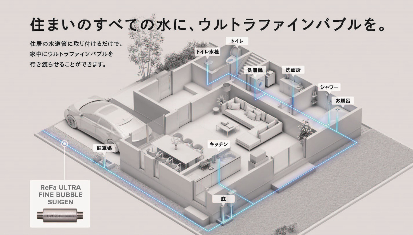 住まいのすべての水に、ウルトラファインバブルを。